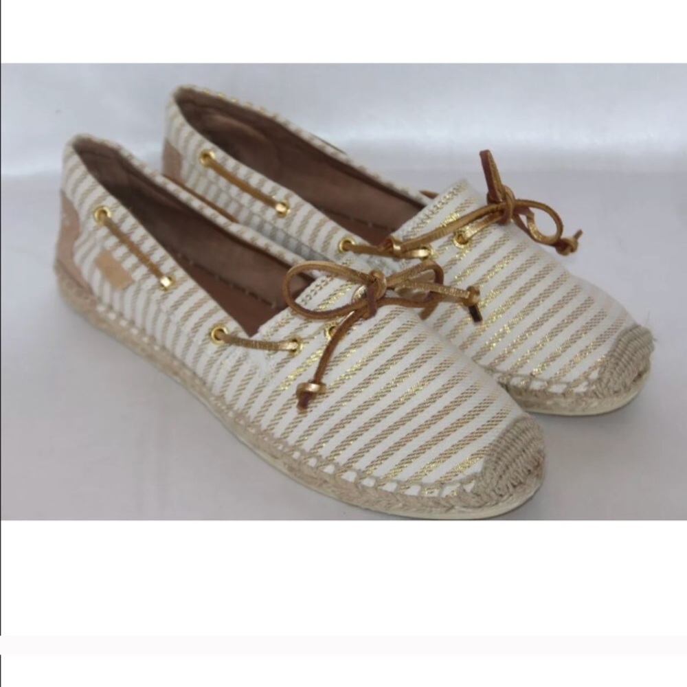 Sperry topsider Gold striped canvas espadrille